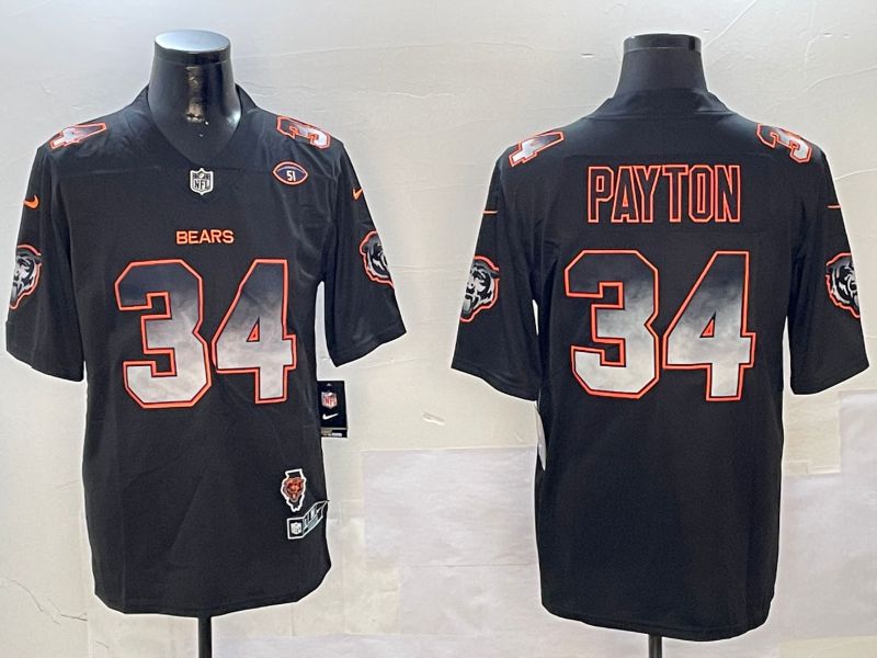 Men Chicago Bears #34 Payton Black Nike Smoke Fashion 2024 Limited NFL Jersey style 4->san francisco 49ers->NFL Jersey